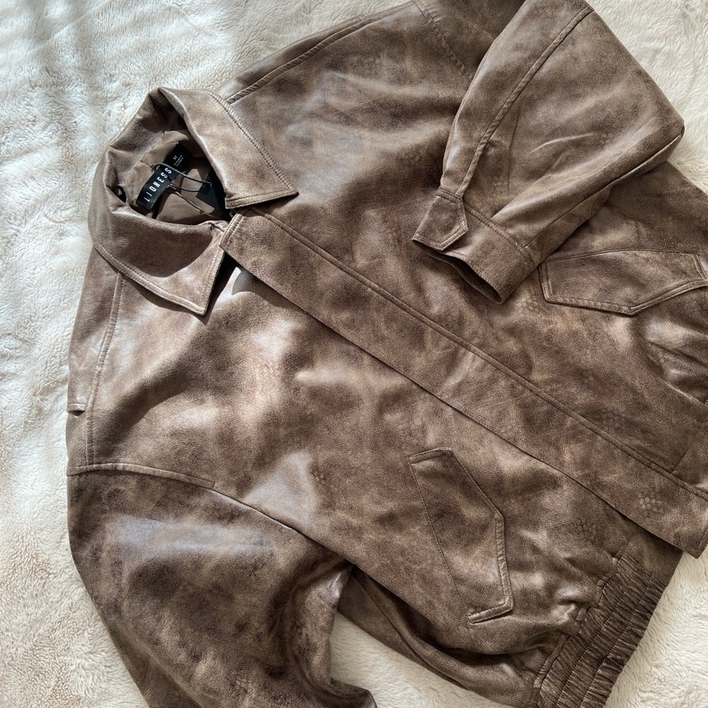 Lioness Distressed Brown Bomber Jacket